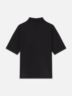 Men's Lightweight Cotton Pique Polo Shirt – Classic Black Structured Fit -FRAME Clothing Shop ME25JTE002 BLK B polo back packshot image