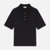 Men's Lightweight Cotton Pique Polo Shirt – Classic Black Structured Fit