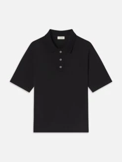 Men's Lightweight Cotton Pique Polo Shirt – Classic Black Structured Fit