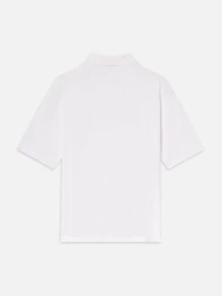 Light Pique Polo in White – Premium Breathable Cotton Short Sleeve Essential 9 Light Pique Polo in White – Premium Breathable Cotton Short Sleeve Essential -FRAME Clothing Shop ME25JTE002 WHT B polo back packshot image