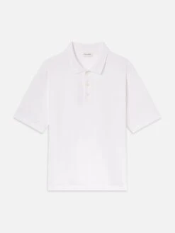 Light Pique Polo in White – Premium Breathable Cotton Short Sleeve Essential