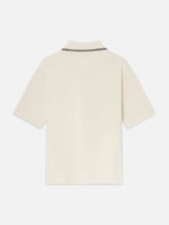 Light Pique Polo in White Sand – Premium Breathable Cotton Structured Polo -FRAME Clothing Shop ME25JTE002 WTSD B polo back packshot image