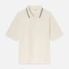 Light Pique Polo in White Sand – Premium Breathable Cotton Structured Polo
