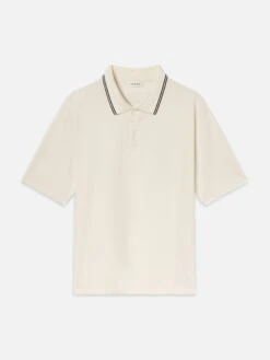Light Pique Polo in White Sand – Premium Breathable Cotton Structured Polo