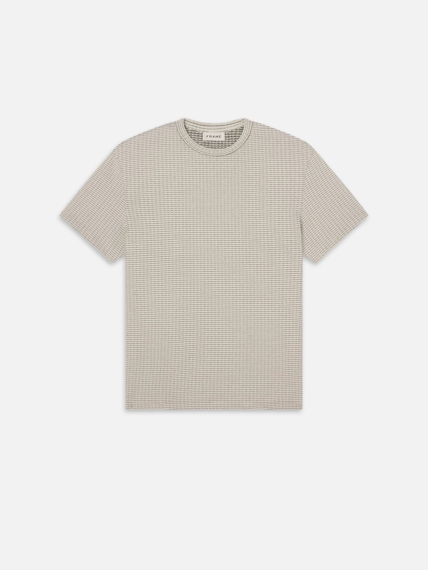 White & Navy Jacquard Stripe Textured Cotton Tee 1 White & Navy Jacquard Stripe Textured Cotton Tee