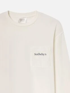 Sotheby's Unisex Long Sleeve Tee -- White 6 Sotheby's Unisex Long Sleeve Tee -- White -FRAME Clothing Shop ME25JTE016 WHT DET shirt front detail image