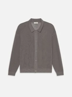 Open Knit Cardigan in Cloud Grey – Lightweight Viscose-Wool Blend Relaxed Fit Sweater