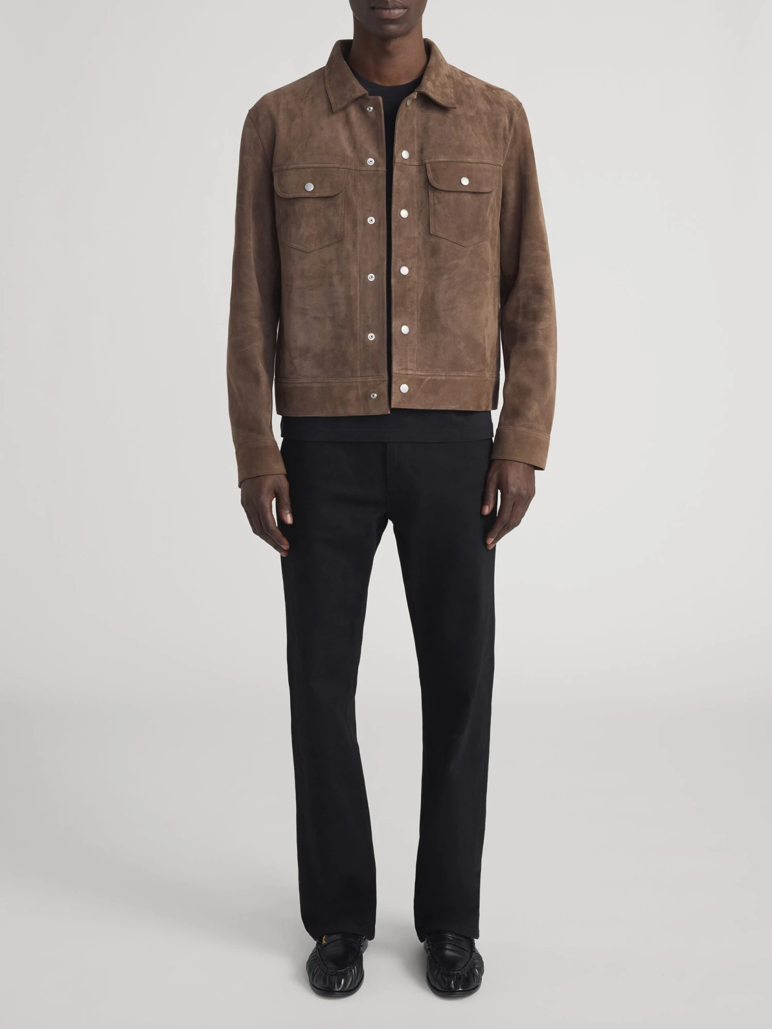 Men's Mocha Supple Suede Trucker Jacket – Premium Silver Hardware Utility Outerwear 2 Men's Mocha Supple Suede Trucker Jacket – Premium Silver Hardware Utility Outerwear - Image 2