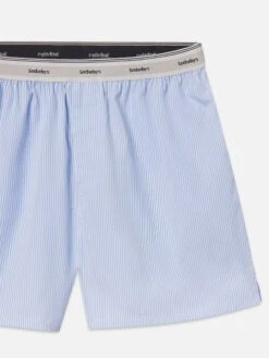 Sotheby’s Blue Stripe Unisex Boxer Short – Classic Fit Cotton Loungewear -FRAME Clothing Shop ME25WST0006 BLST DET shorts front detail image