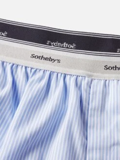 Sotheby’s Blue Stripe Unisex Boxer Short – Classic Fit Cotton Loungewear -FRAME Clothing Shop ME25WST0006 BLST FABRICDETAIL shorts texture detail image