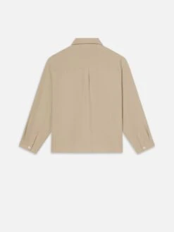 Men's Duo Fold Relaxed Long-Sleeve Shirt - Light Beige Premium Double-Knit Cotton -FRAME Clothing Shop MF24JSH007 LTBG BACK