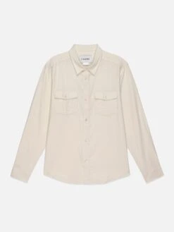 Double Pocket Wool Blend Shirt -- Off White