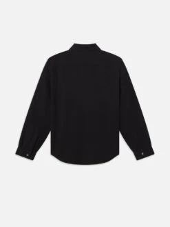 Men's Black Waffle Textured Long Sleeve Shirt - Sustainable Lyocell Single Pocket Top -FRAME Clothing Shop MF24WSH008 BLK B shirt back packshot image