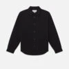 Men's Black Waffle Textured Long Sleeve Shirt - Sustainable Lyocell Single Pocket Top
