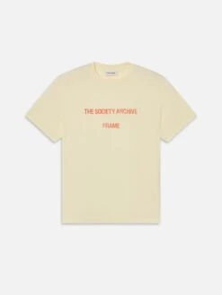 The Society Archive Soft Yellow Vintage Distressed Logo – Short Sleeve Cotton Crew Neck T-Shirt