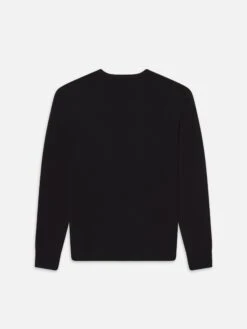 Superfine Merino-Cashmere Black Crewneck Sweater – Lightweight Luxe Knit 6 Superfine Merino-Cashmere Black Crewneck Sweater – Lightweight Luxe Knit -FRAME Clothing Shop MF25KSW001 BLK B sweater back packshot image