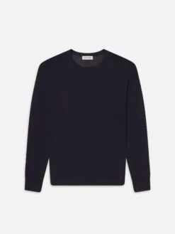 Superfine Crewneck Sweater in Dark Navy – Luxe Merino-Cashmere Blend Knit