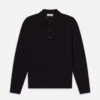 Men’s Superfine Merino & Cashmere Polo Sweater – Jet Black Fine-Knit Essential