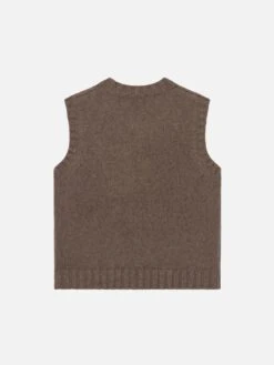 Men's Dark Taupe Yak Blend Knit Vest – Premium Merino Layering Piece 6 Men's Dark Taupe Yak Blend Knit Vest – Premium Merino Layering Piece -FRAME Clothing Shop MF25KSW016 DRKT B V2 vest back packshot image