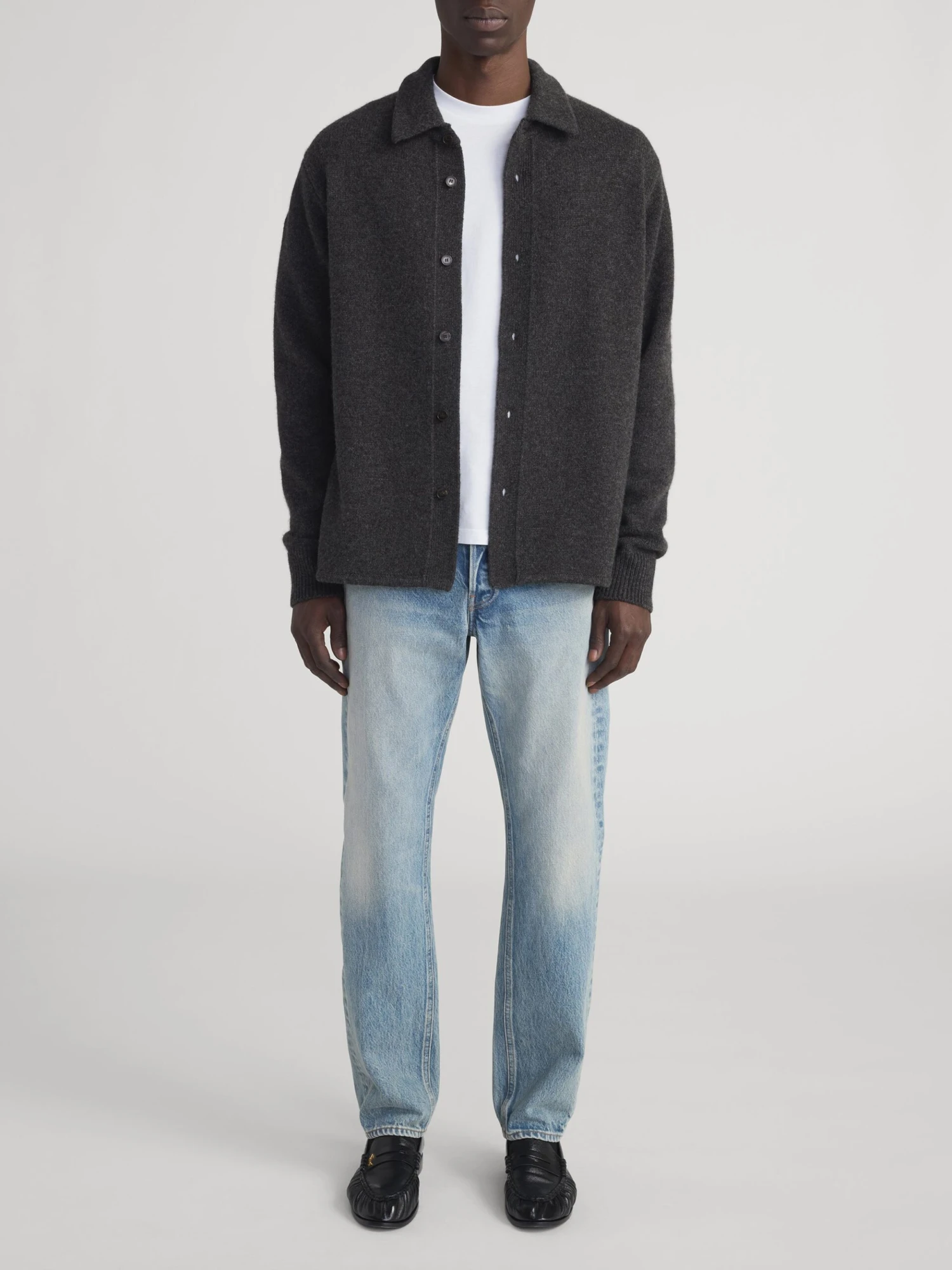 Men's Dark Mocha Knit Button-Down Shirt Sweater – Versatile Long Sleeve Layer 2 Men's Dark Mocha Knit Button-Down Shirt Sweater – Versatile Long Sleeve Layer - Image 2