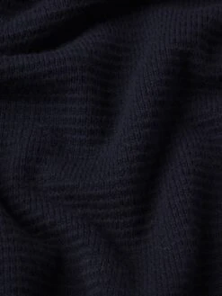 Men's Dark Navy Textured Wool & Cashmere Polo Sweater - Classic Fit Knit -FRAME Clothing Shop MF25KSW021 DKNV FABRICDETAIL sweater texture detail image