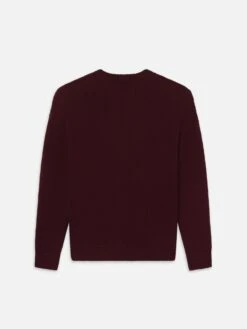 Rich Burgundy Wool-Cashmere V-Neck – Heavyweight Oversized Knit Sweater -FRAME Clothing Shop MF25KSW024 BURG B sweater back packshot image