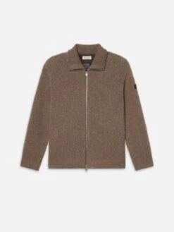 The Society Archive Zip-Up Cardigan Sweater -- Mocha