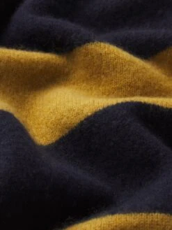 The Society Archive Navy and Dark Yellow Striped Wool-Cashmere Rugby Polo Sweater -FRAME Clothing Shop MF25KSW027 NAOR FABRICDETAIL polo sweater texture detail image