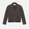 Men's Old Black Lived-In Finish Goat Suede – Classic Bomber Jacket with Chest Pocket