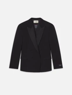 The Society Archive Black Wool Tuxedo Jacket – Satin Peak Lapel Formal Suiting
