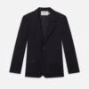 Men's Single Breasted Dark Navy Virgin Wool Blazer – Tailored Notched Lapel Suit Jacket