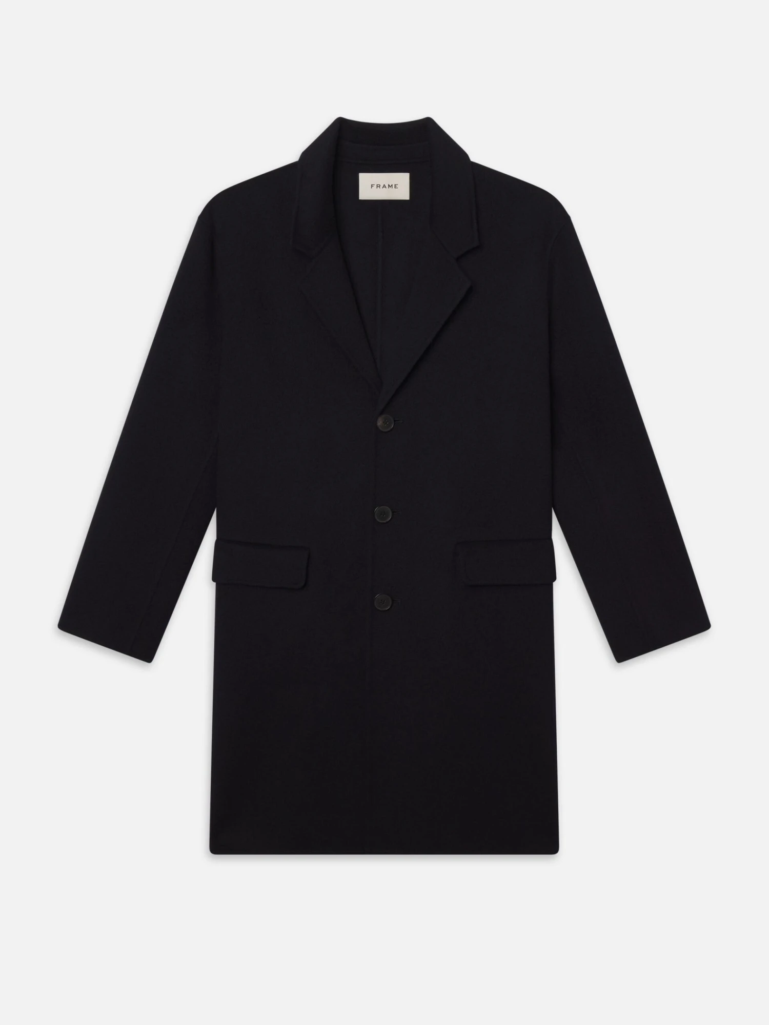 Double Face Wool Overcoat -- Dark Navy 1 Double Face Wool Overcoat -- Dark Navy