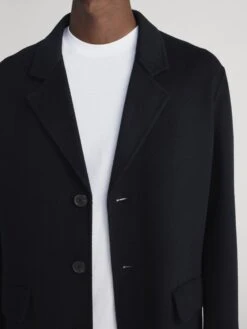 Double Face Wool Overcoat -- Dark Navy 9 Double Face Wool Overcoat -- Dark Navy -FRAME Clothing Shop MF25WJA002 NAVY 0968 coat front detail image