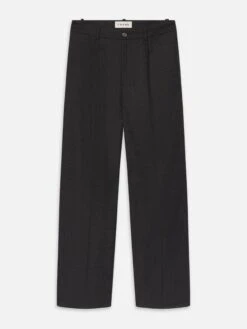 Dark Grey Pinstripe Wide Leg Trousers – Tailored Wool Blend Modern Fit Suiting