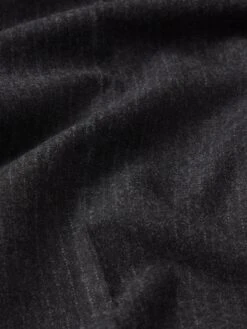 Dark Grey Pinstripe Wide Leg Trousers – Tailored Wool Blend Modern Fit Suiting -FRAME Clothing Shop MF25WPA003 DKGR FABRICDETAIL pants texture detail image