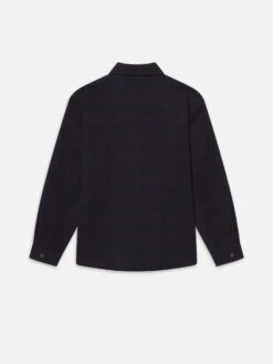 Wool Blend Plaid Shirt -- Navy Multi -FRAME Clothing Shop MF25WSH008 NAMU B shirt back packshot image