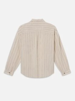 Natural Stripe Silk-Viscose Blend Refined Button-Down Shirt 7 Natural Stripe Silk-Viscose Blend Refined Button-Down Shirt -FRAME Clothing Shop MF25WSH017 NATS B shirt back packshot image