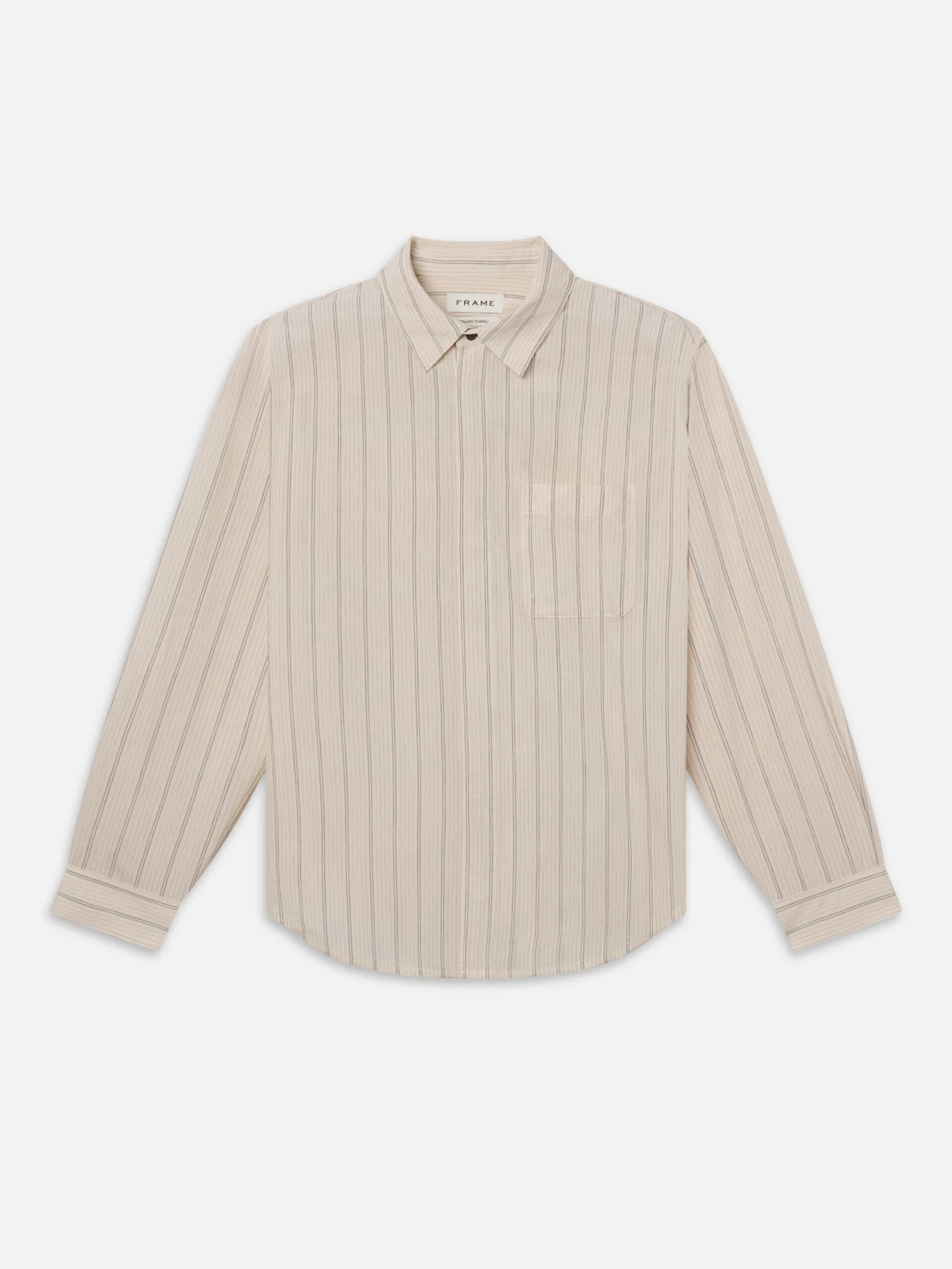 Natural Stripe Silk-Viscose Blend Refined Button-Down Shirt 1 Natural Stripe Silk-Viscose Blend Refined Button-Down Shirt