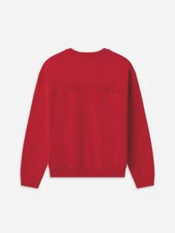 Ritz Paris Tonal Red Embroidered Crest Unisex Luxury Crewneck Sweatshirt -FRAME Clothing Shop MP25JSS 006 RED B V2 sweatshirt back packshot image