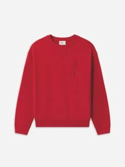 Ritz Paris Tonal Red Embroidered Crest Unisex Luxury Crewneck Sweatshirt