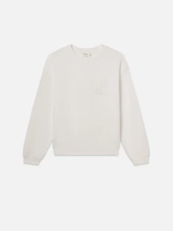 Ritz Paris Cream Tonal Logo & Crest – Luxe Cotton-Blend Crewneck Sweatshirt