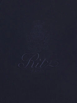 Ritz Paris Dark Navy Tonal Logo Crewneck – Exclusive Embroidered Crest Sweatshirt -FRAME Clothing Shop MP25JSS006 DKNV DET EMBLEM sweatshirt logo detail image