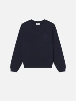 Ritz Paris Dark Navy Tonal Logo Crewneck – Exclusive Embroidered Crest Sweatshirt