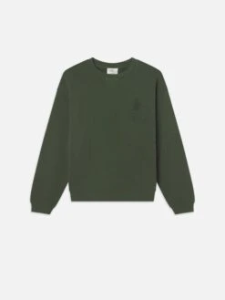 Ritz Paris Hunter Green Tonal Logo – Embroidered Crest Unisex V-Stitch Crewneck