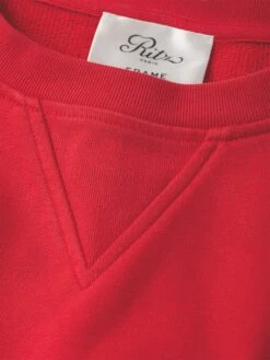 Ritz Paris Tonal Red Embroidered Crest Unisex Luxury Crewneck Sweatshirt -FRAME Clothing Shop MP25JSS006 RED FABRIC DET2 V2 sweatshirt detail image