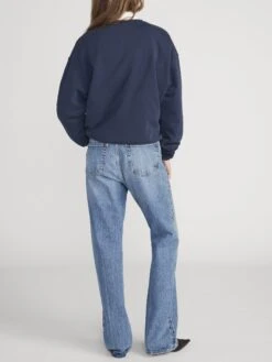 Ritz Paris Dark Navy Tonal Logo Crewneck – Exclusive Embroidered Crest Sweatshirt -FRAME Clothing Shop MP25JSS006 DKNV 01744 Back OnModel