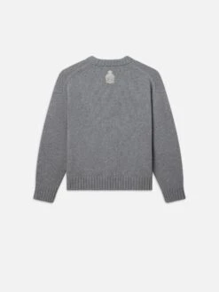 Ritz Paris x FRAME Grey Melange 100% Cashmere Unisex Crewneck Sweater -FRAME Clothing Shop MP25KSW030 GRYM B sweater back packshot image