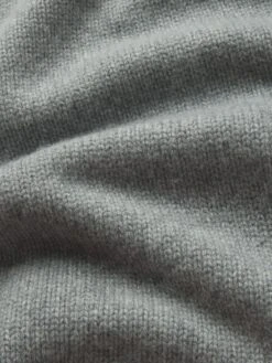 Ritz Paris x FRAME Grey Melange 100% Cashmere Unisex Crewneck Sweater -FRAME Clothing Shop MP25KSW030 GRYM FABRIC DET sweater texture detail image