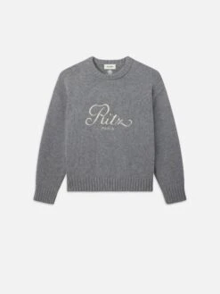 Ritz Paris x FRAME Grey Melange 100% Cashmere Unisex Crewneck Sweater
