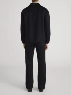 Men's Black Double Face Wool Shirt Jacket – Dropped Shoulder Monochrome Layer -FRAME Clothing Shop MP25WJA007 BLK 0923 shirt back image